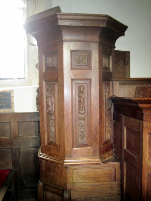 16. The carvings on the pulpit came from a London church in 1841.
