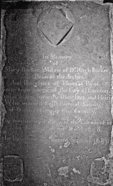 26. Memorial tablet on the floor of the Chancel to Mary Sandys nee Barker.