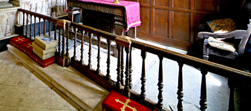 39. 17th or 18th century communion rails.  Archbishop Laud ordered that Altars be placed against the east wall of churches and railed in for greater reverence (and to prevent dogs fouling the Altar).