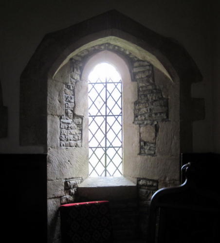 45. Early English style clear glass window in the south wall of the chancel.