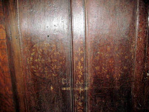 52. Detail of the painted panels on the cupboard in the vestry – I.