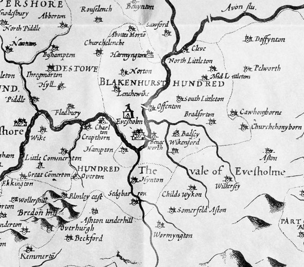 John Speede's 1610 map of Worcestershire