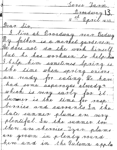 Letter written by Norris Days in 1933 