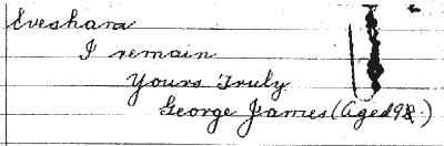 Letter written by George James in 1933 
