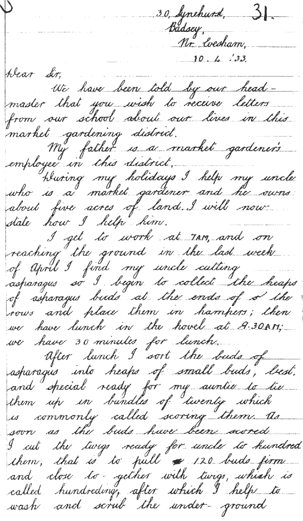Letter written by Charles Haines in 1933 