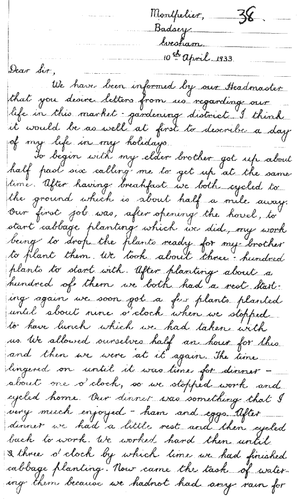 Letter written by Frank Salter in 1933 