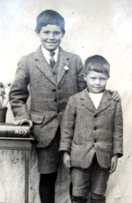 Fred Mason, aged 14, and his brother, Harry.  The photograph was taken just before Fred left school.