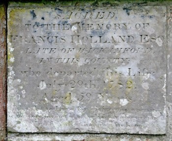 Francis Holland of Wickhamford d. 1782, aged 59 years