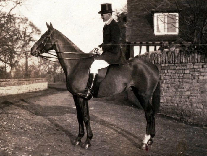 George Lees-Milne outside of the Manor on his hunter