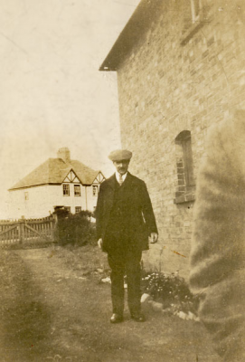 Charles Halford pictured on Pitchers Hill, with the Council Houses in the background.