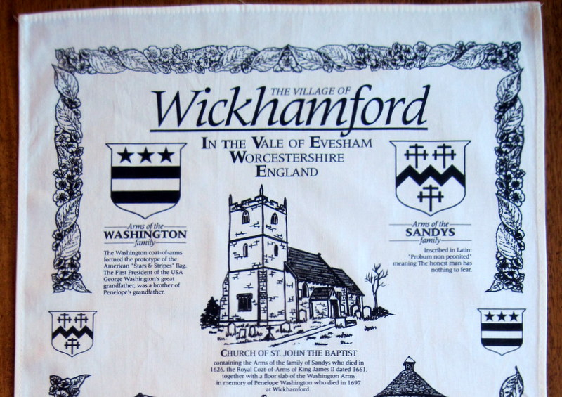 Detail 1 – Wickhamford Church and the Arms of the Sandys and Washington families.