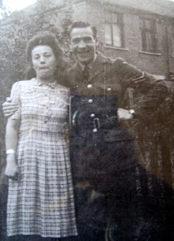 Jack Haines as a corporal in the R.A.F. with his wife, Ann, in about 1944.