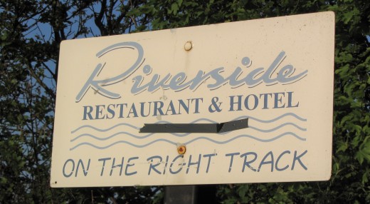 Sign for The Riverside Hotel, April 2006.